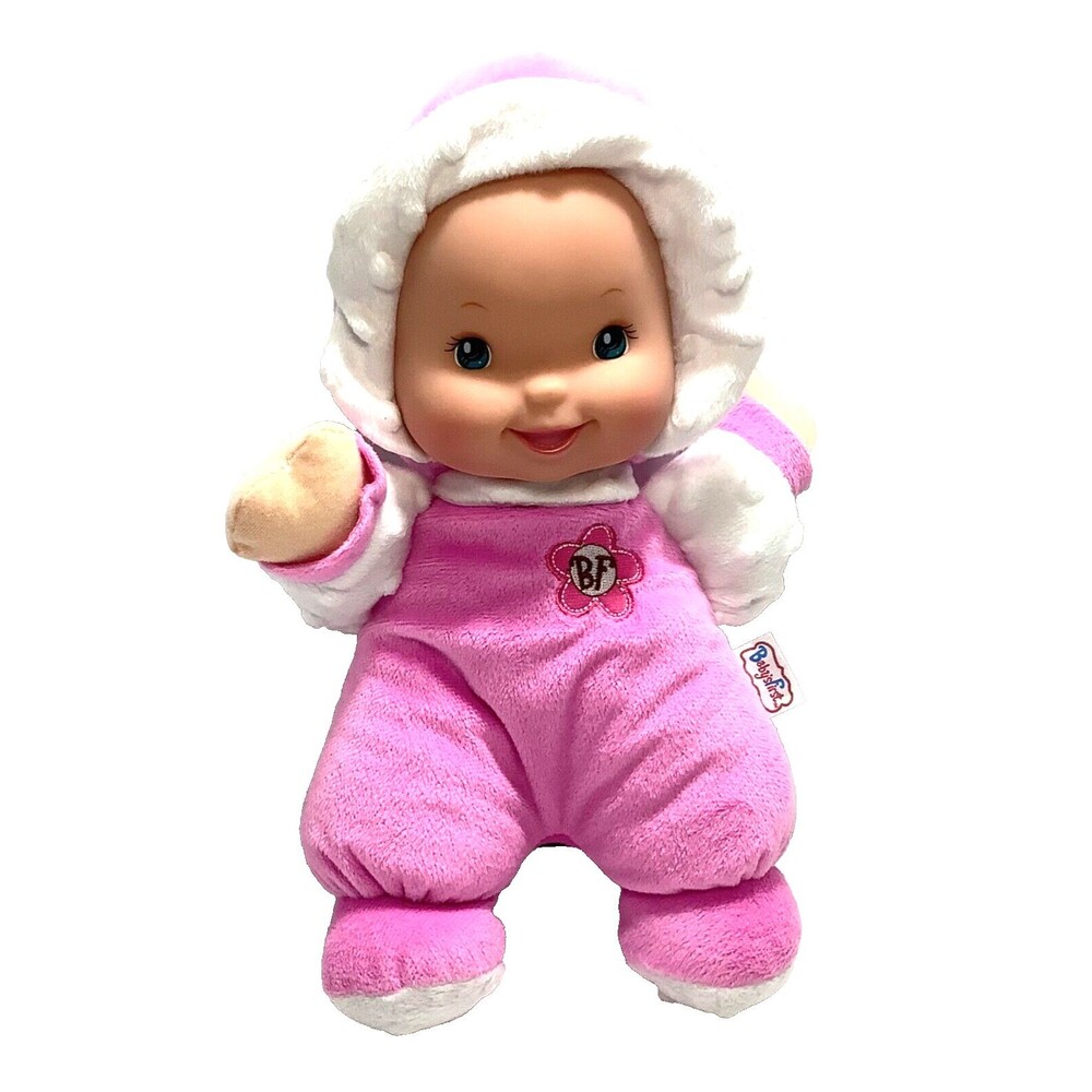 Goldberge Baby’s First Plush Doll Pink White Rattle Minky So Soft Vinyl Face